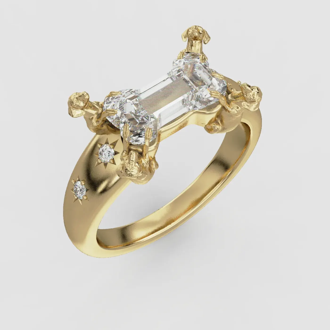 Bone Diamond Custom Dog Prong Ring